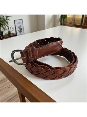 COACH Men's Tan Brown Braided leather Belt Size 42